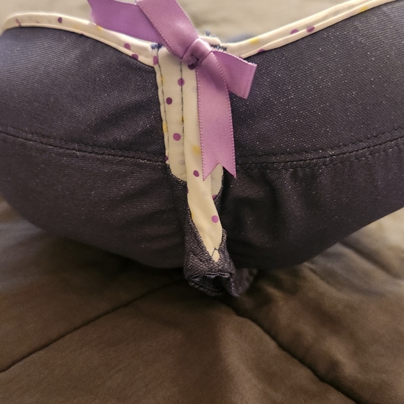 Curvy Kate Bra 38D US, triple hook, mesh back strap, pre-owned, Purple bows - Picture 5 of 13